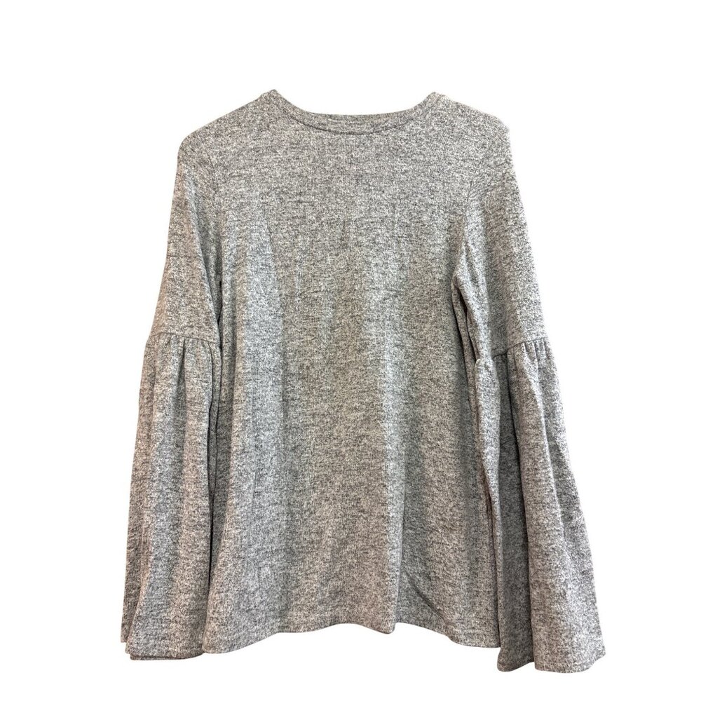 Zara Trafaluc Gray Bell Sleeve Knit Top Size S Womens Casual Lightweight